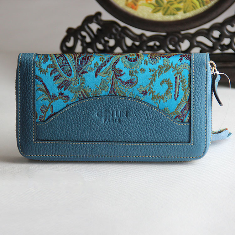 手工云錦真皮錢(qián)包